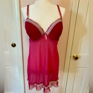 Rampage Intimates sheer babydoll nightie with padded cup underwire. PLUS Size 1X